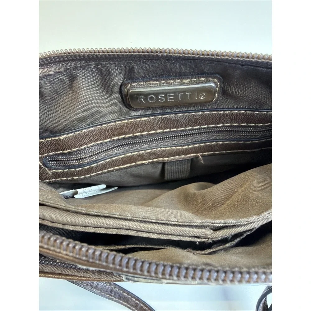 Rosetti Crossbody Organizer Bag Brown Faux Leather Adjustable Strap Y2K